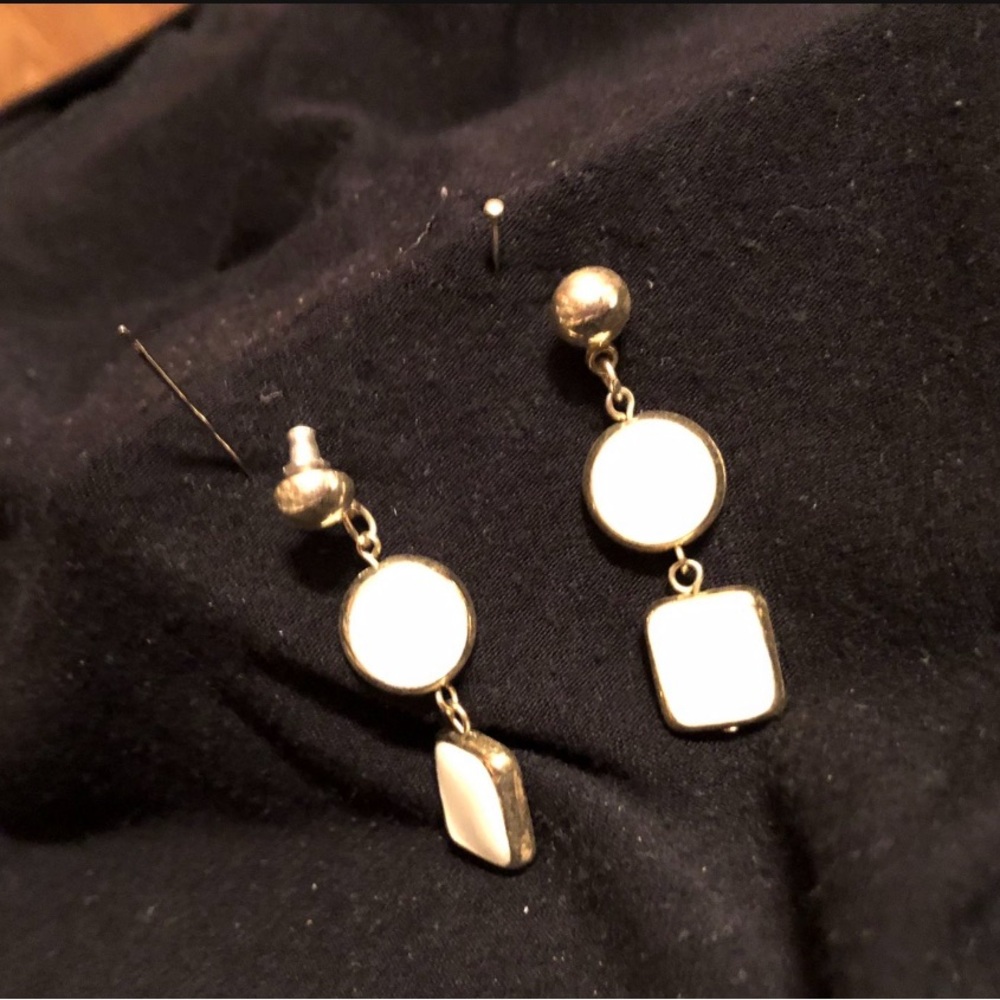 Elegant Gold and White Dangle Earrings